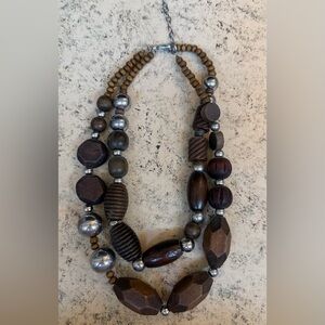 Chicos Handcrafted Wooden Bead Double-Strand Necklace - Brown
